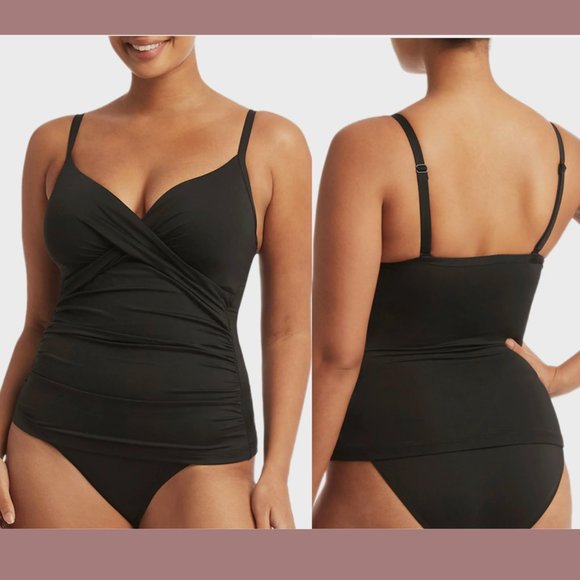 NEW $115 Sea Level [ 16 DD/E Cup ]‎ Twist front Tankini Top in Black - Picture 1 of 12